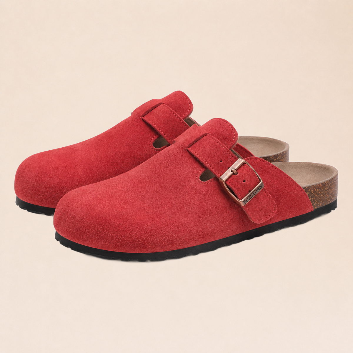 Sabots Oslo Rouge Brique sur fond beige