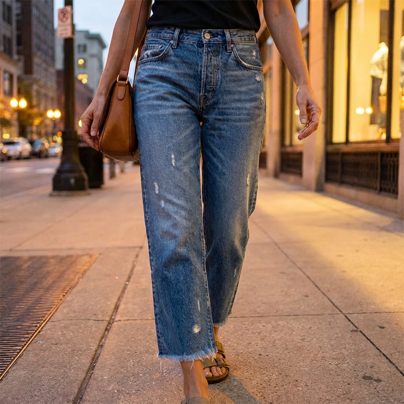 Lola · Jean droit court rétro pour femme