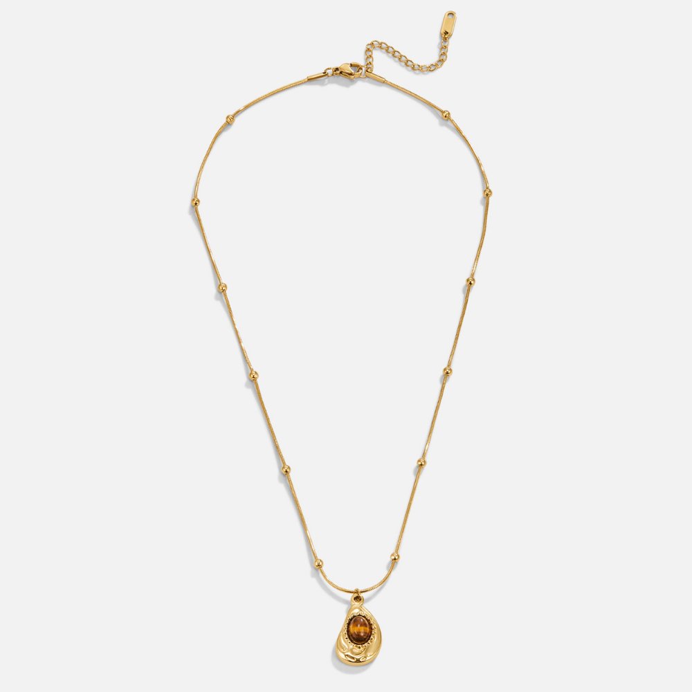 Collier Doré Élégant à l'Œil de Tigre