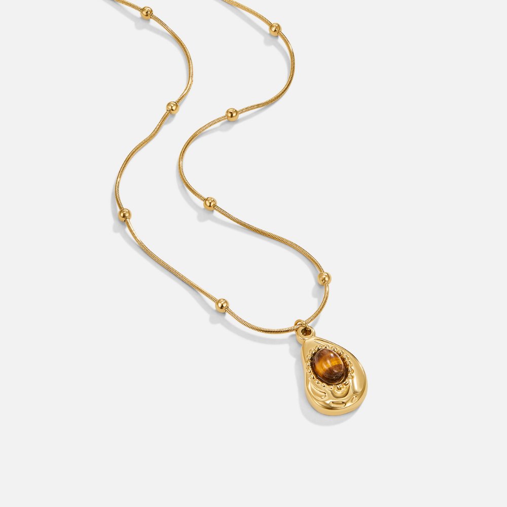 Collier Doré Élégant à l'Œil de Tigre