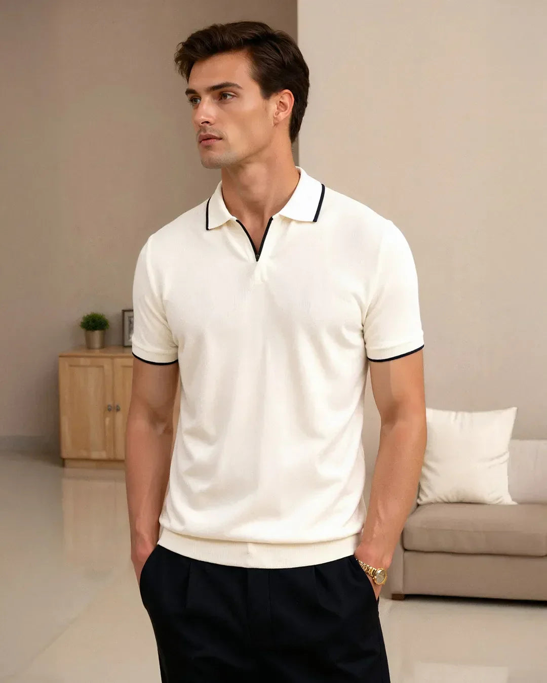 POLO A MEDIDA EN PiQUÉ CON DETALLES CONTRASTANTES