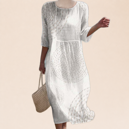 Apolline | Robe Ivoire à Motifs Ton sur Ton sur fond crème Verlanden