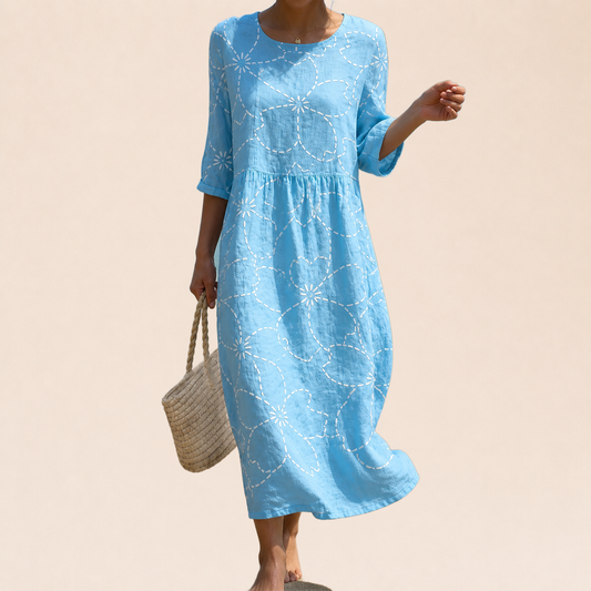 Célestine | Robe Azur aux Fleurs Esquissées — portada