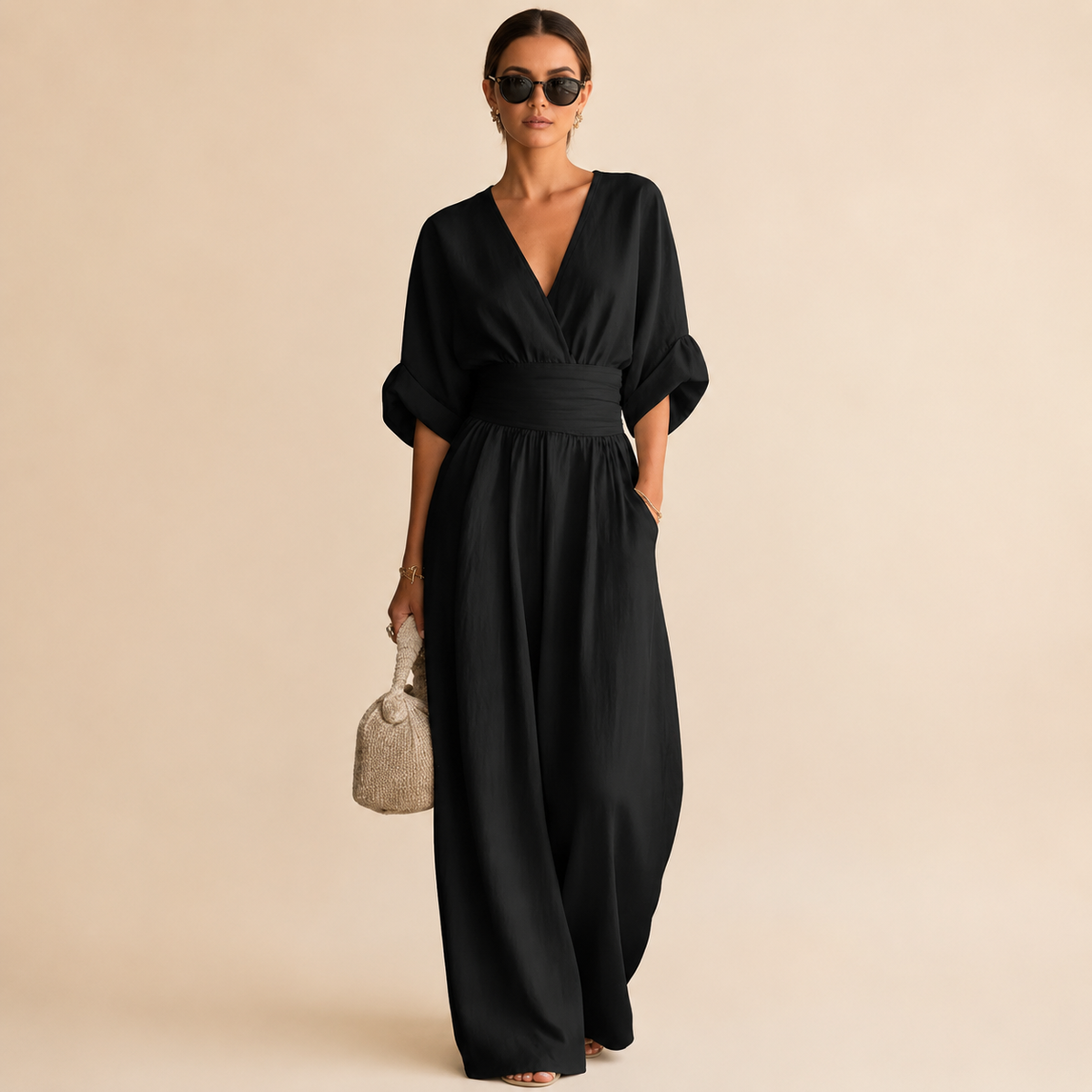 Éloïse | Combinaison Palazzo Fluide sur fond beige