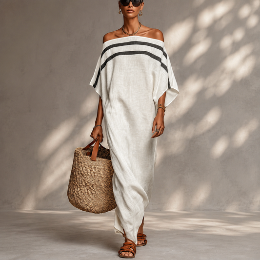 Aveline | Robe Maxi Épaules Dénudées sur fond gris Verlanden