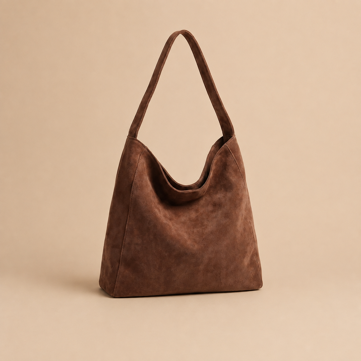 Rosalie Sac à Épaule Souple marron sur fond beige