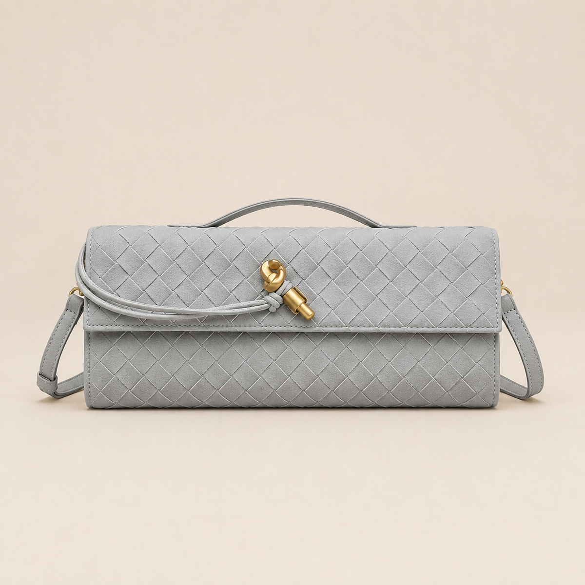 Suzanne Petit Sac Classique gris sur fond beige uniforme